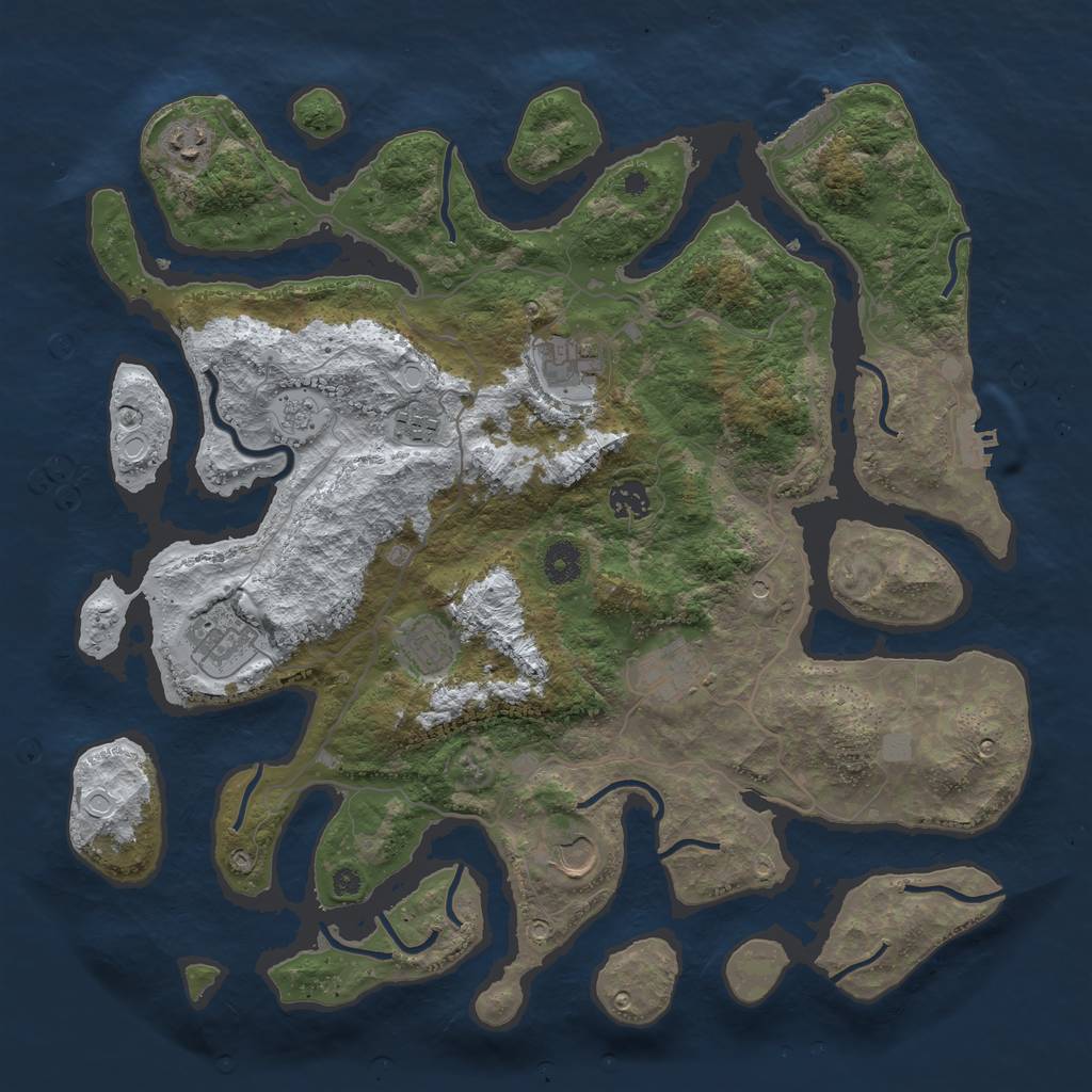 Rust Map: Procedural Map, Size: 4000, Seed: 58352553, 17 Monuments