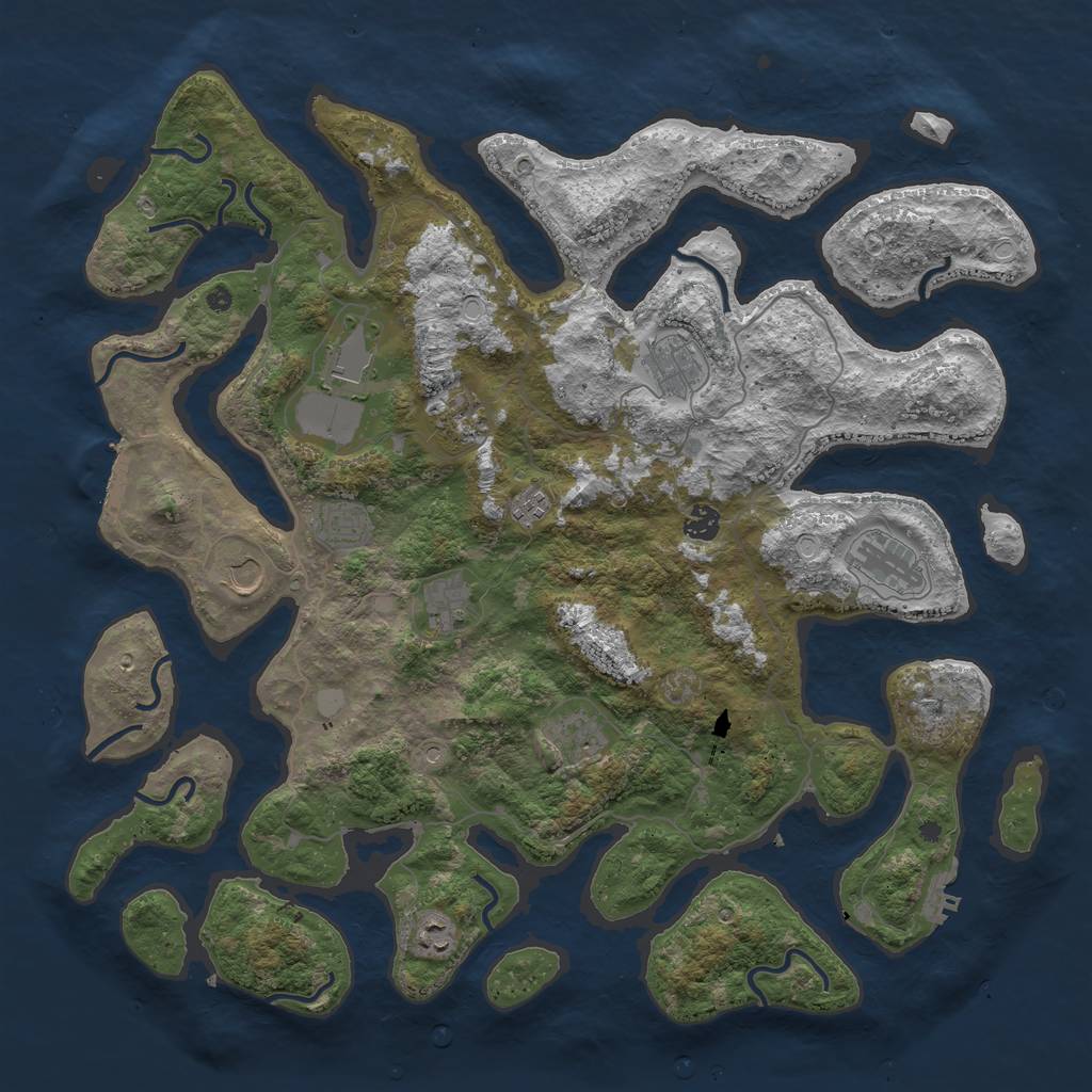 Rust Map: Procedural Map, Size: 4500, Seed: 3456, 19 Monuments