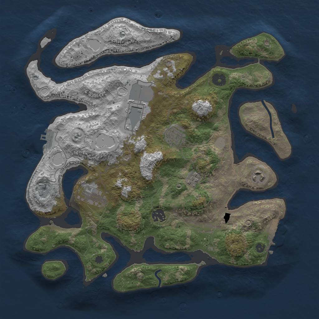 Rust Map: Procedural Map, Size: 3550, Seed: 813365, 14 Monuments