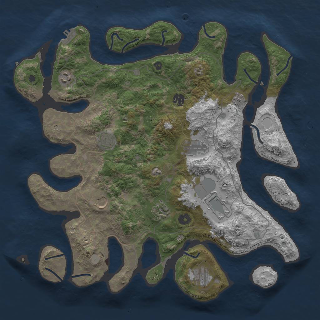 Rust Map: Procedural Map, Size: 4000, Seed: 109703861, 16 Monuments