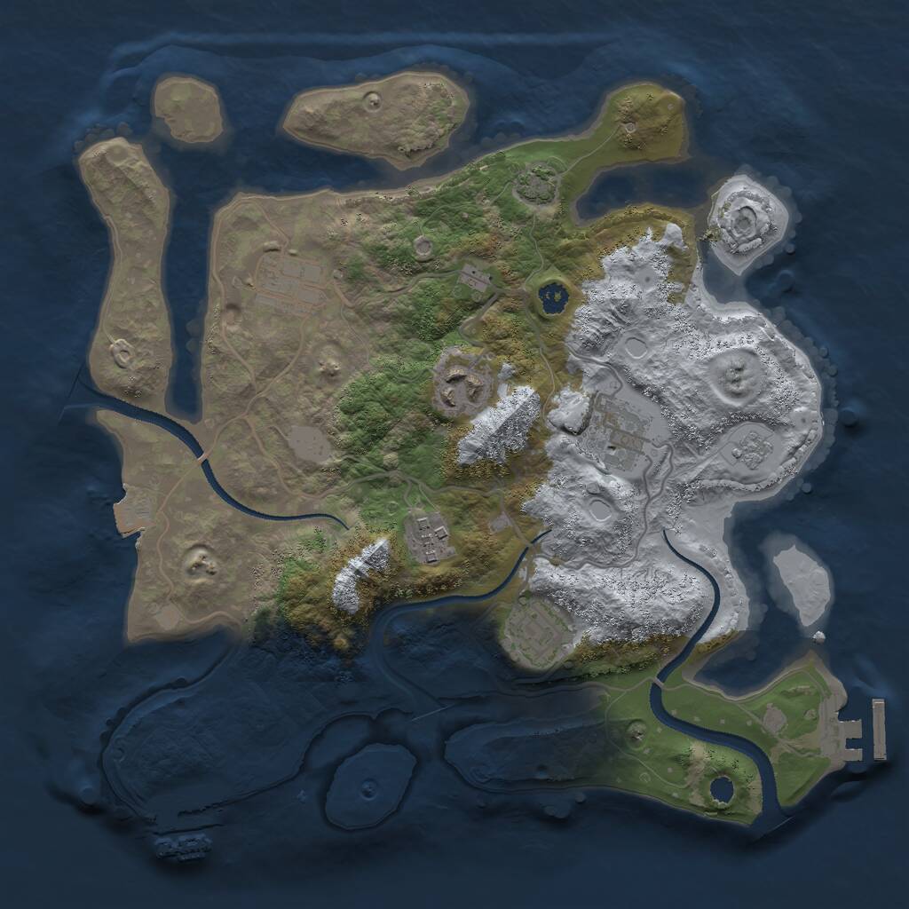 Rust Map: Procedural Map, Size: 3000, Seed: 1295862, 10 Monuments