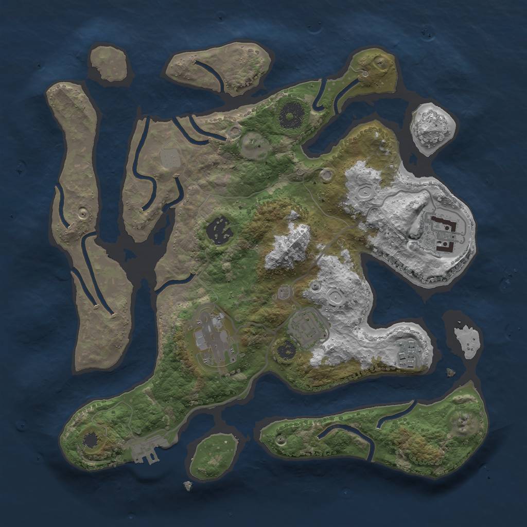 Rust Map: Procedural Map, Size: 3000, Seed: 1295862, 11 Monuments