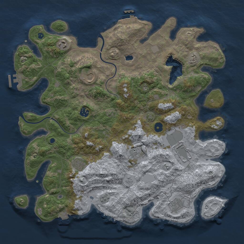 Rust Map: Procedural Map, Size: 4000, Seed: 608385, 14 Monuments