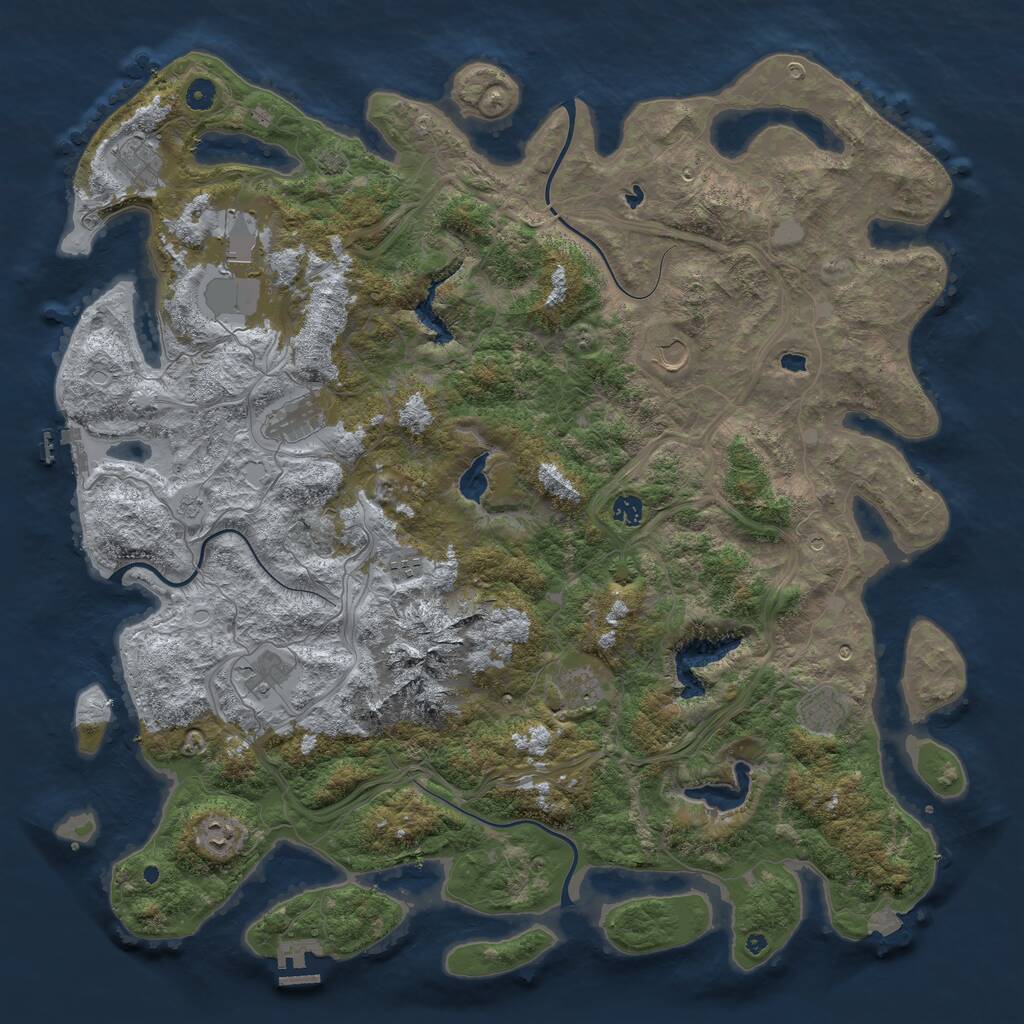 Rust Map: Procedural Map, Size: 5000, Seed: 153673450, 16 Monuments