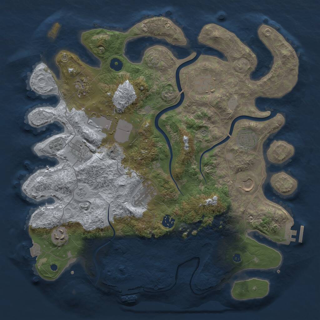 Rust Map: Procedural Map, Size: 3800, Seed: 123456, 16 Monuments