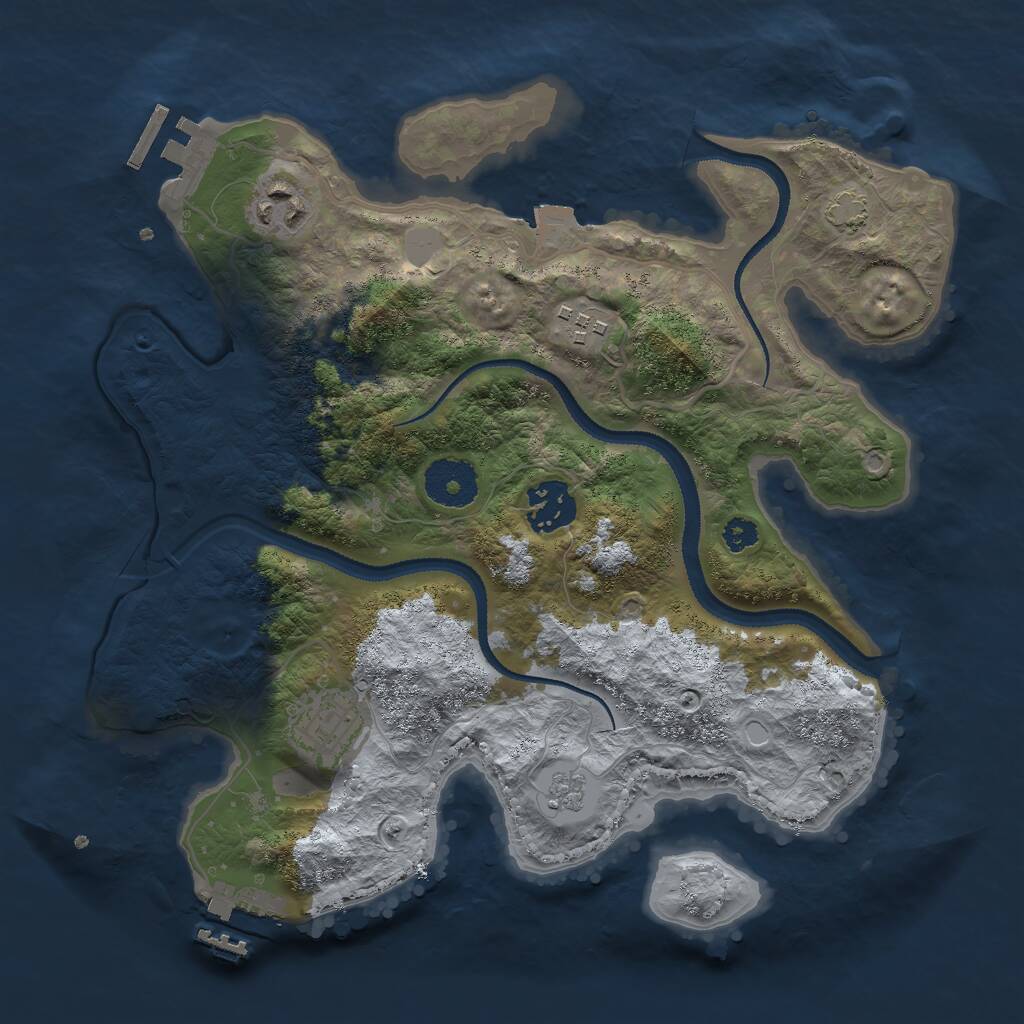 Rust Map: Procedural Map, Size: 3000, Seed: 841558, 9 Monuments