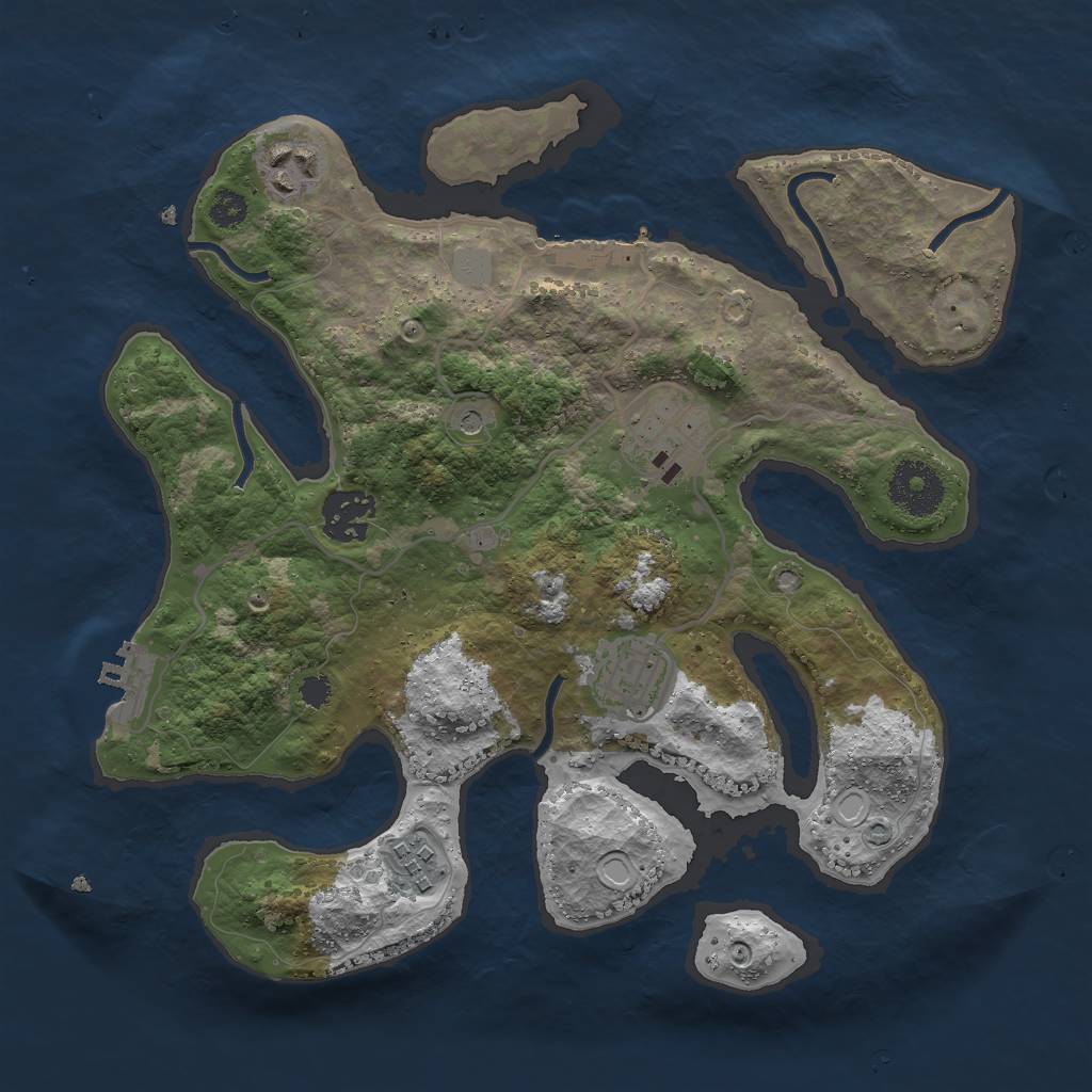 Rust Map: Procedural Map, Size: 3000, Seed: 841558, 13 Monuments