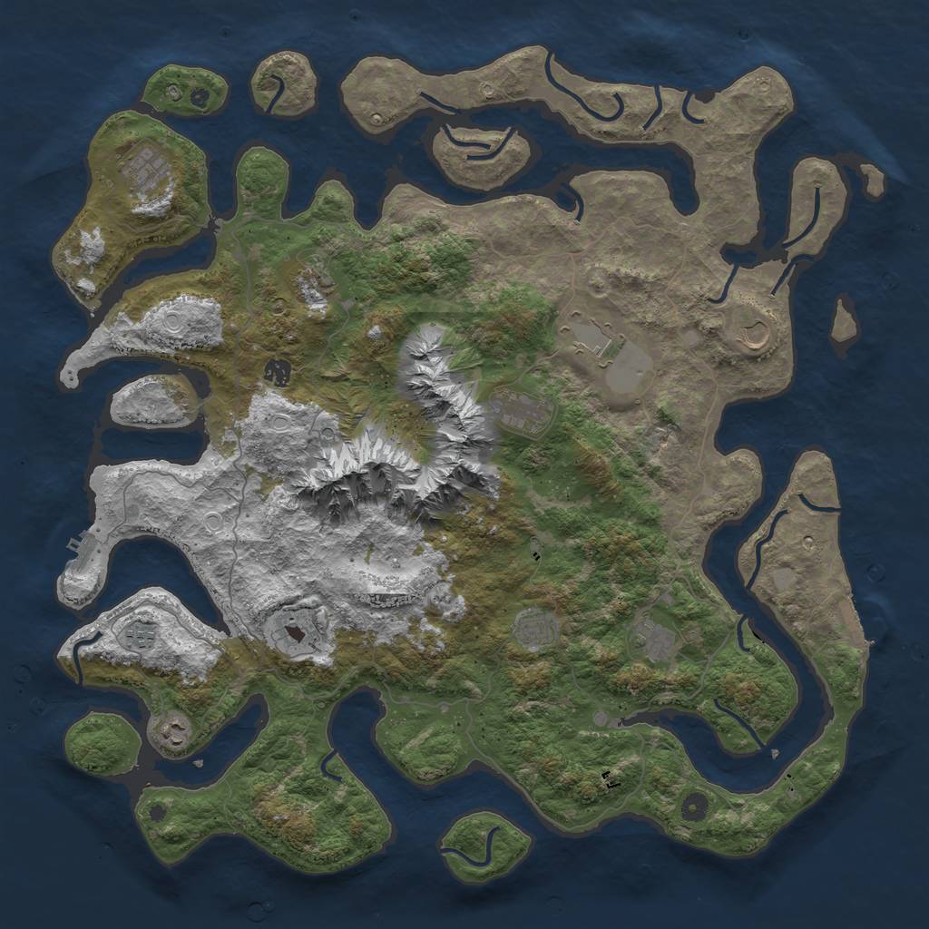 Rust Map: Procedural Map, Size: 5000, Seed: 4966, 19 Monuments