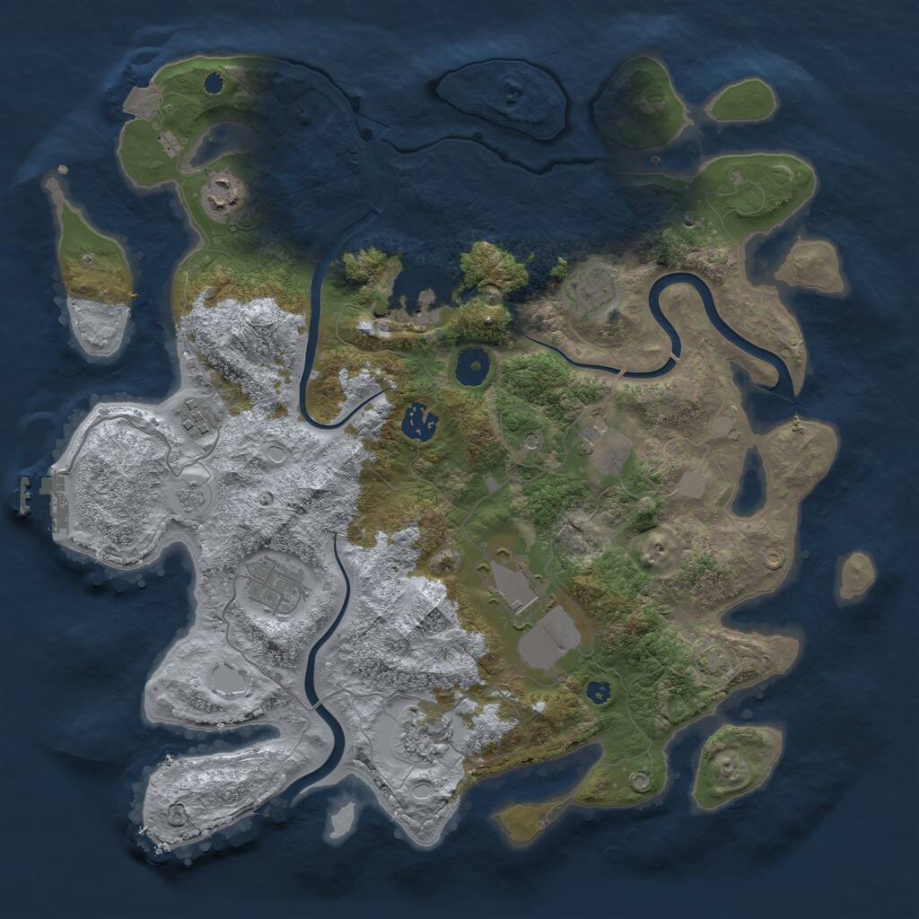 Rust Map: Procedural Map, Size: 3800, Seed: 1145034539, 14 Monuments