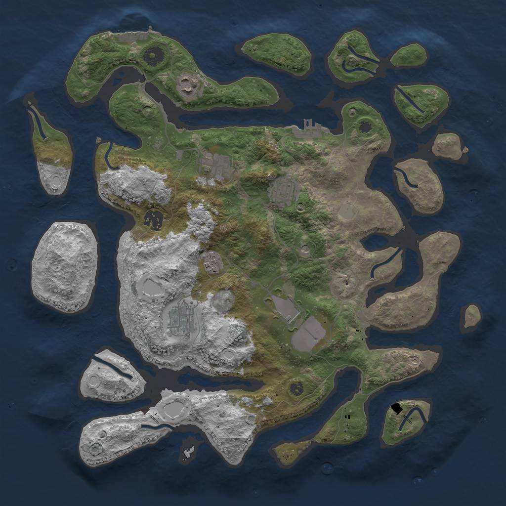 Rust Map: Procedural Map, Size: 3800, Seed: 1145034539, 15 Monuments