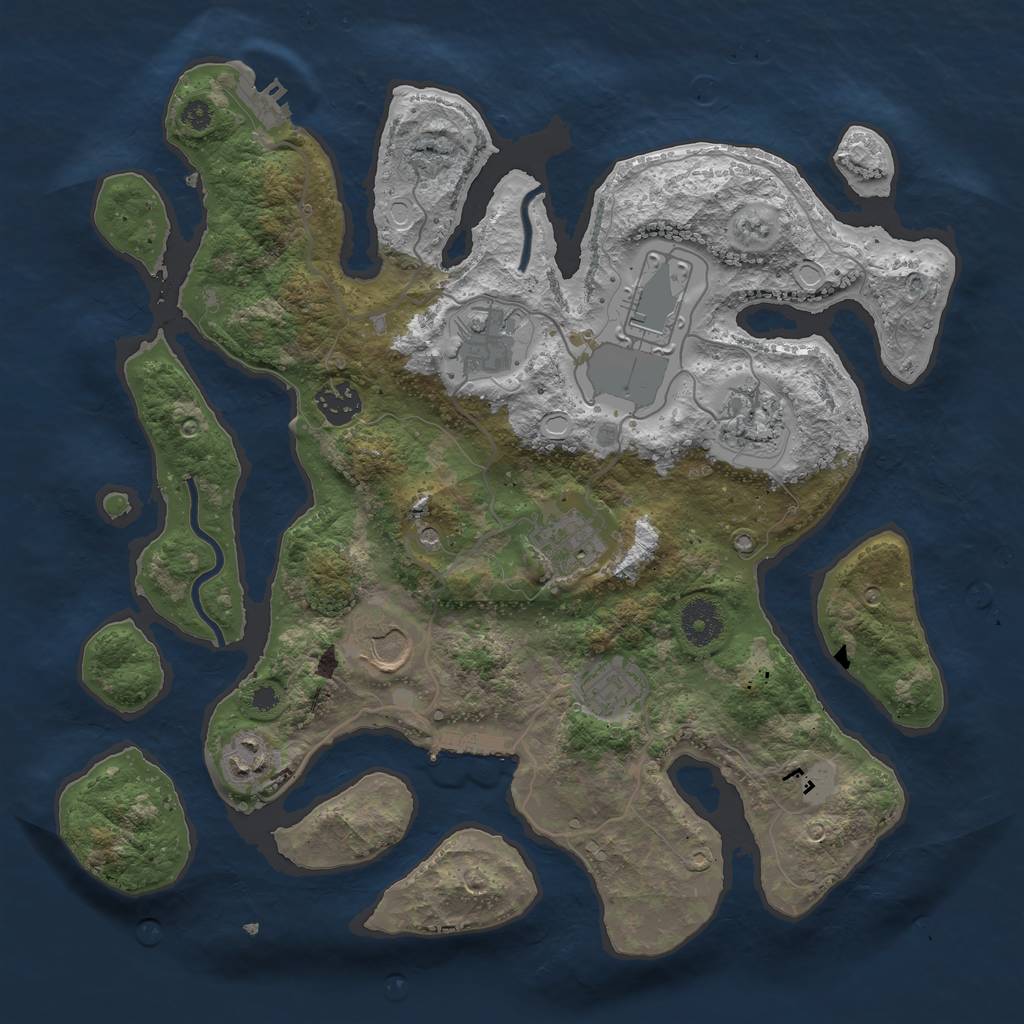 Rust Map: Procedural Map, Size: 3550, Seed: 400467, 16 Monuments