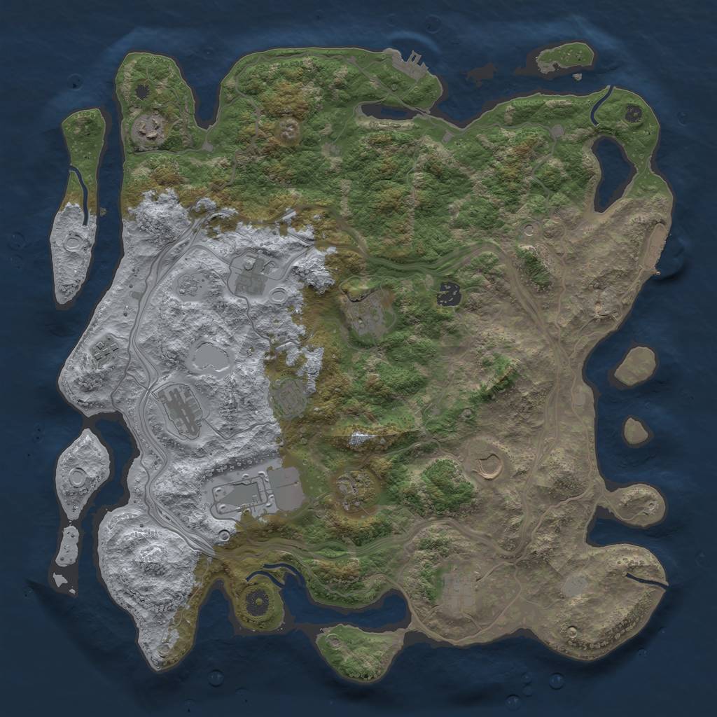 Rust Map: Procedural Map, Size: 4250, Seed: 1166850717, 20 Monuments