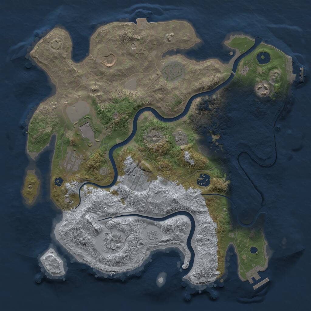 Rust Map: Procedural Map, Size: 3550, Seed: 753845, 16 Monuments