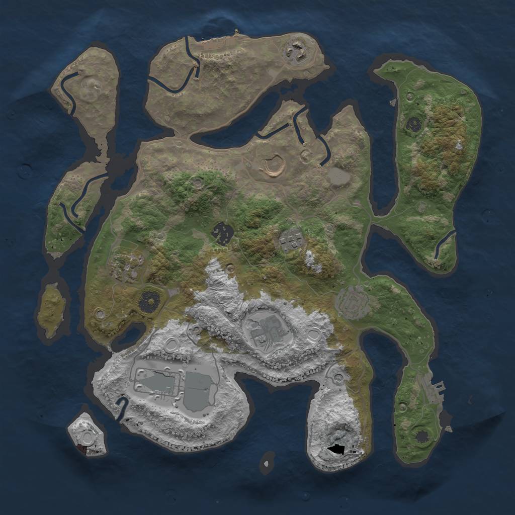 Rust Map: Procedural Map, Size: 3550, Seed: 753845, 16 Monuments