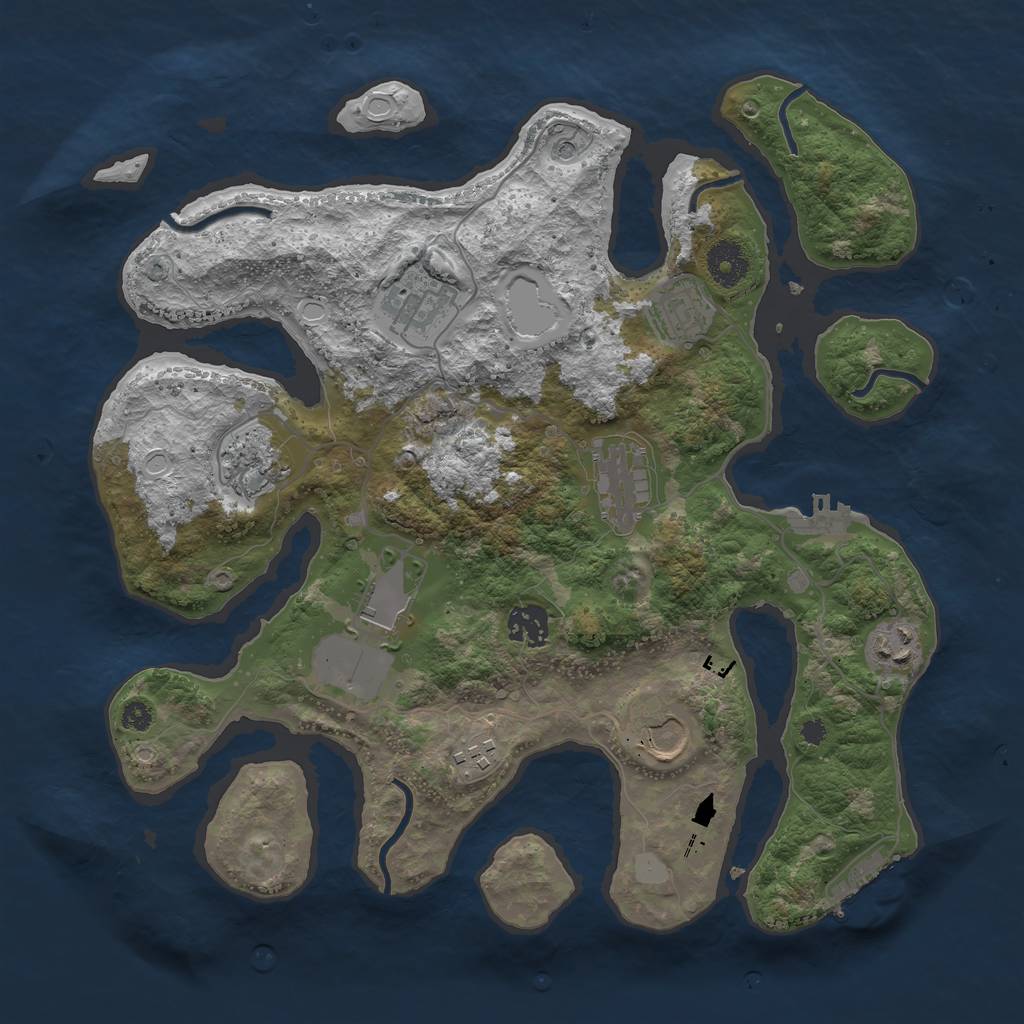 Rust Map: Procedural Map, Size: 3550, Seed: 780302, 17 Monuments