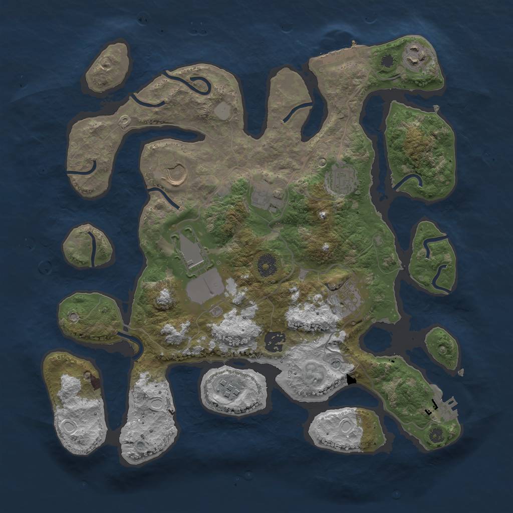 Rust Map: Procedural Map, Size: 3550, Seed: 989742, 16 Monuments