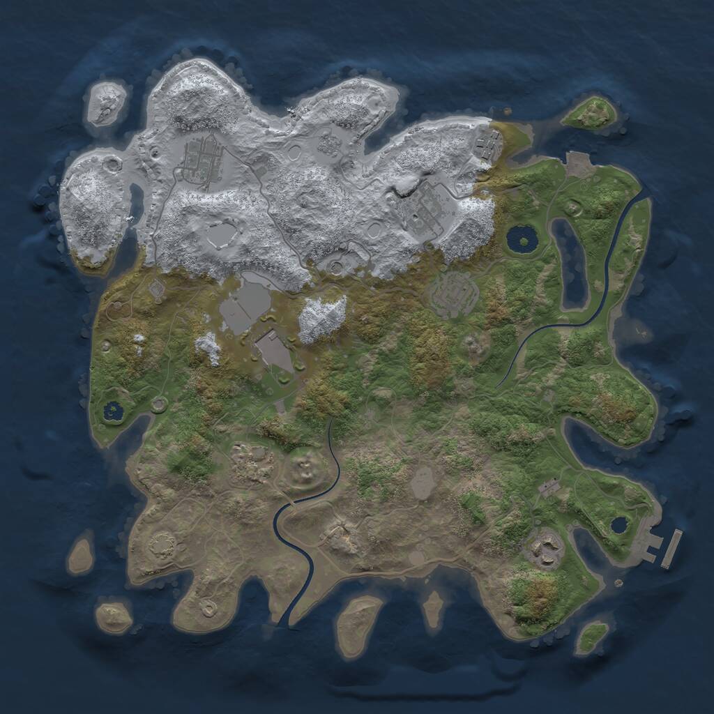 Rust Map: Procedural Map, Size: 3550, Seed: 143682, 12 Monuments