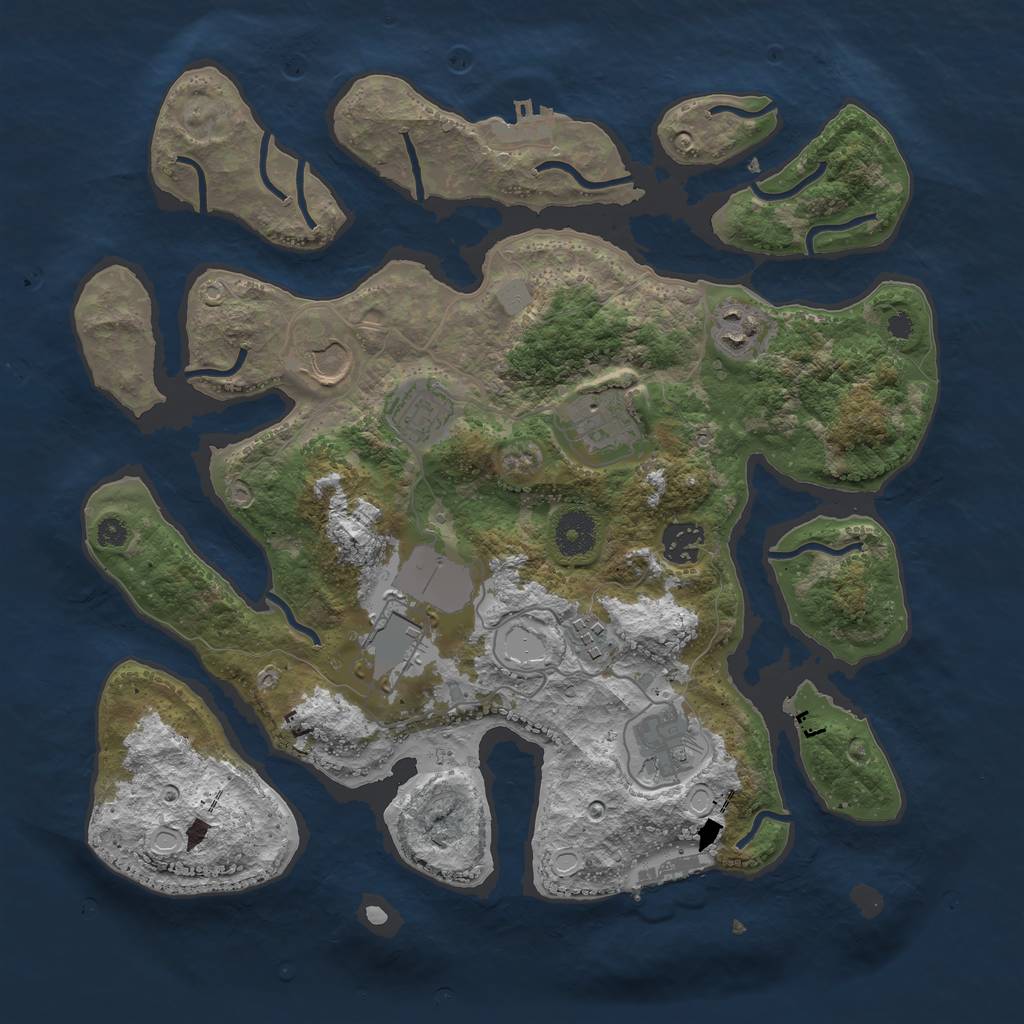 Rust Map: Procedural Map, Size: 3550, Seed: 638151, 15 Monuments