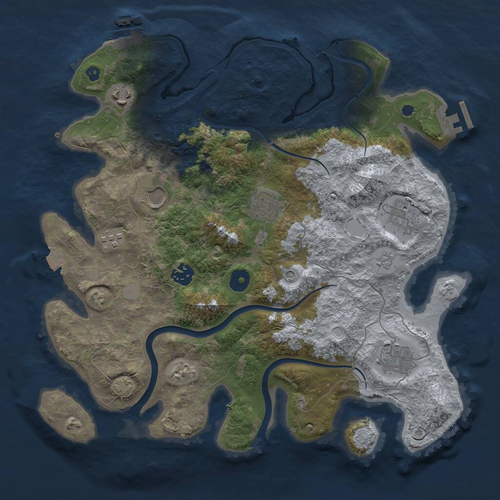 Rust Map: Procedural Map, Size: 3500, Seed: 85847, 13 Monuments