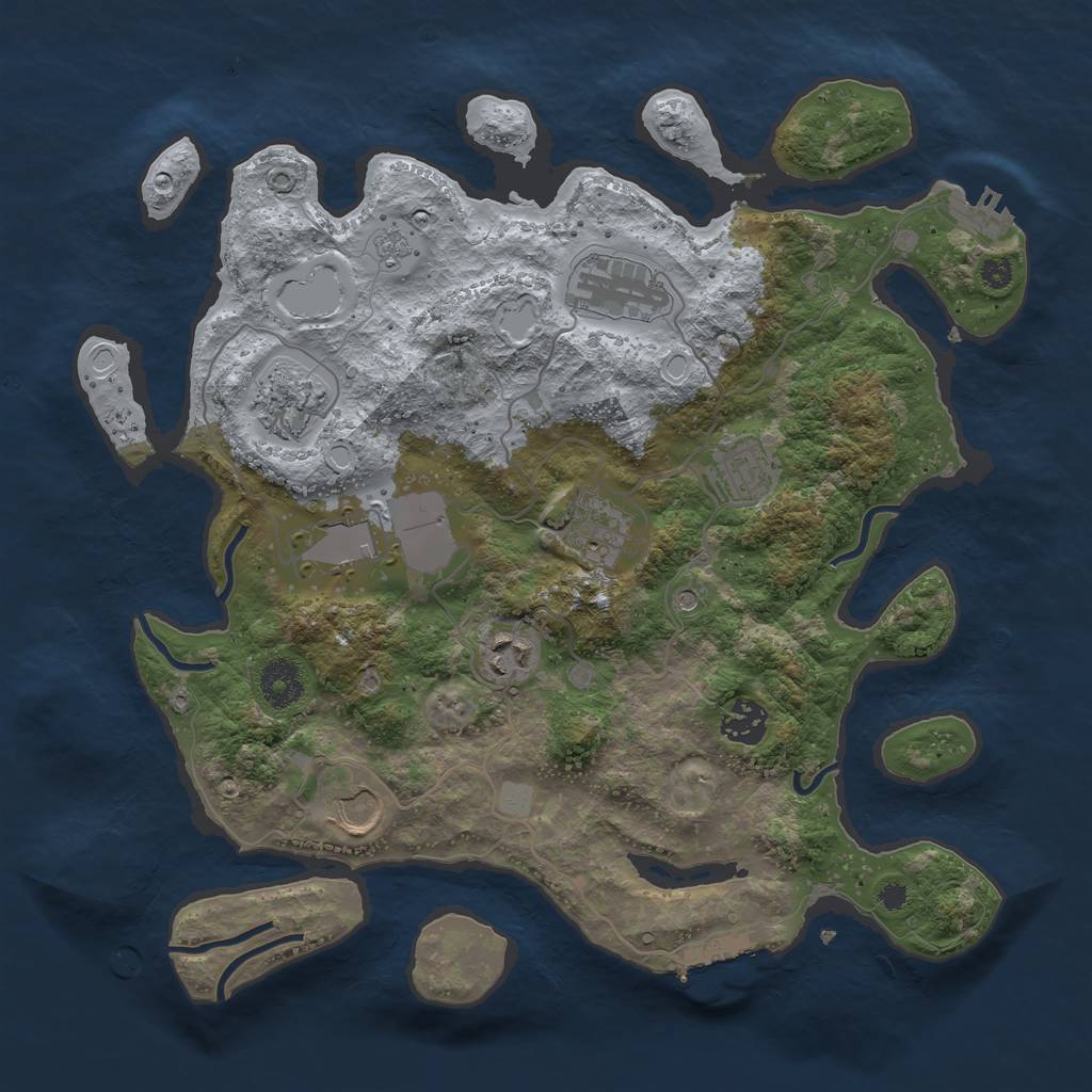 Rust Map: Procedural Map, Size: 3550, Seed: 204789, 17 Monuments