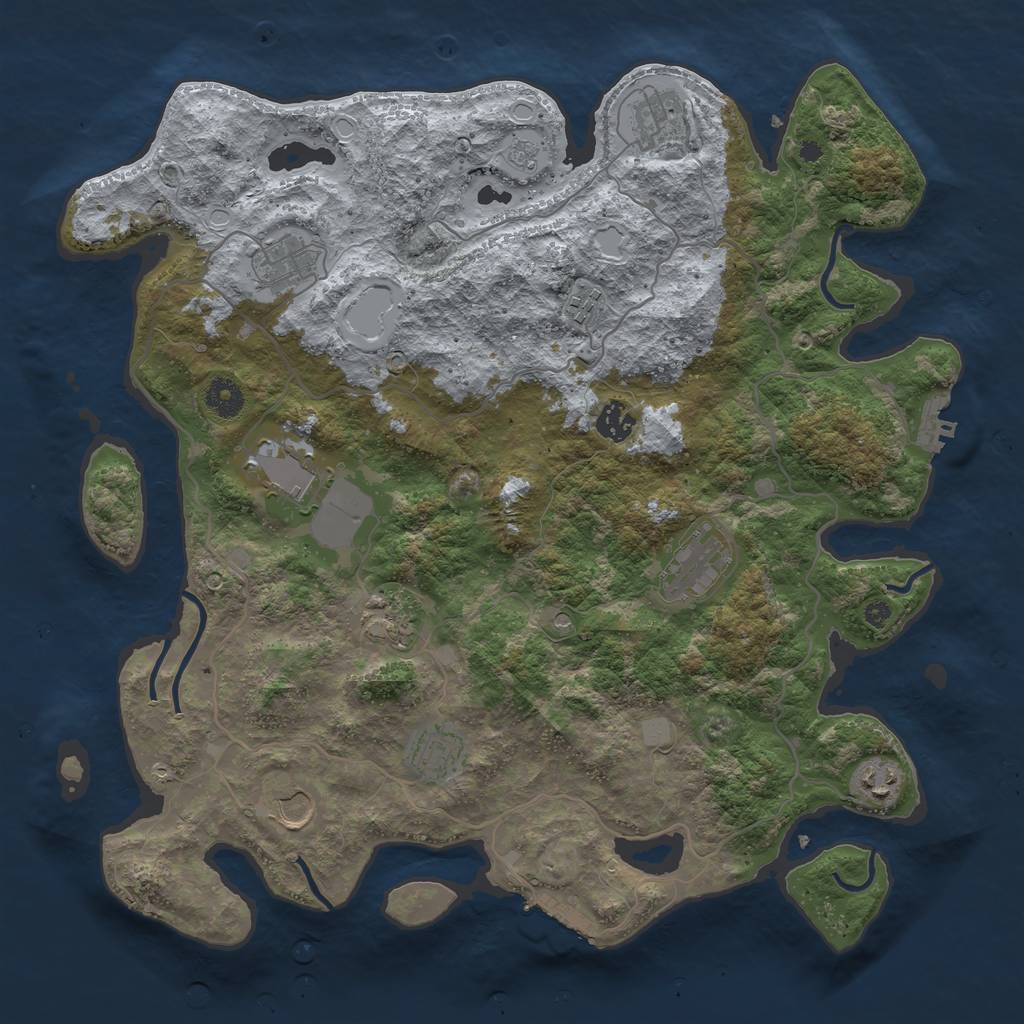 Rust Map: Procedural Map, Size: 4000, Seed: 1120361143, 19 Monuments