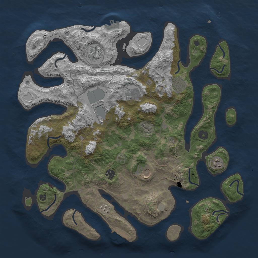 Rust Map: Procedural Map, Size: 4000, Seed: 116841, 16 Monuments