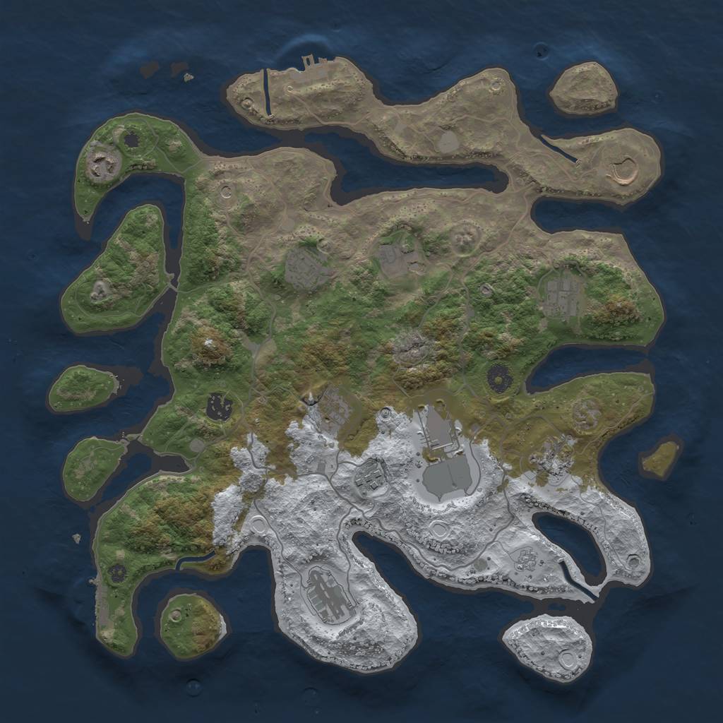 Rust Map: Procedural Map, Size: 4000, Seed: 599435255, 20 Monuments