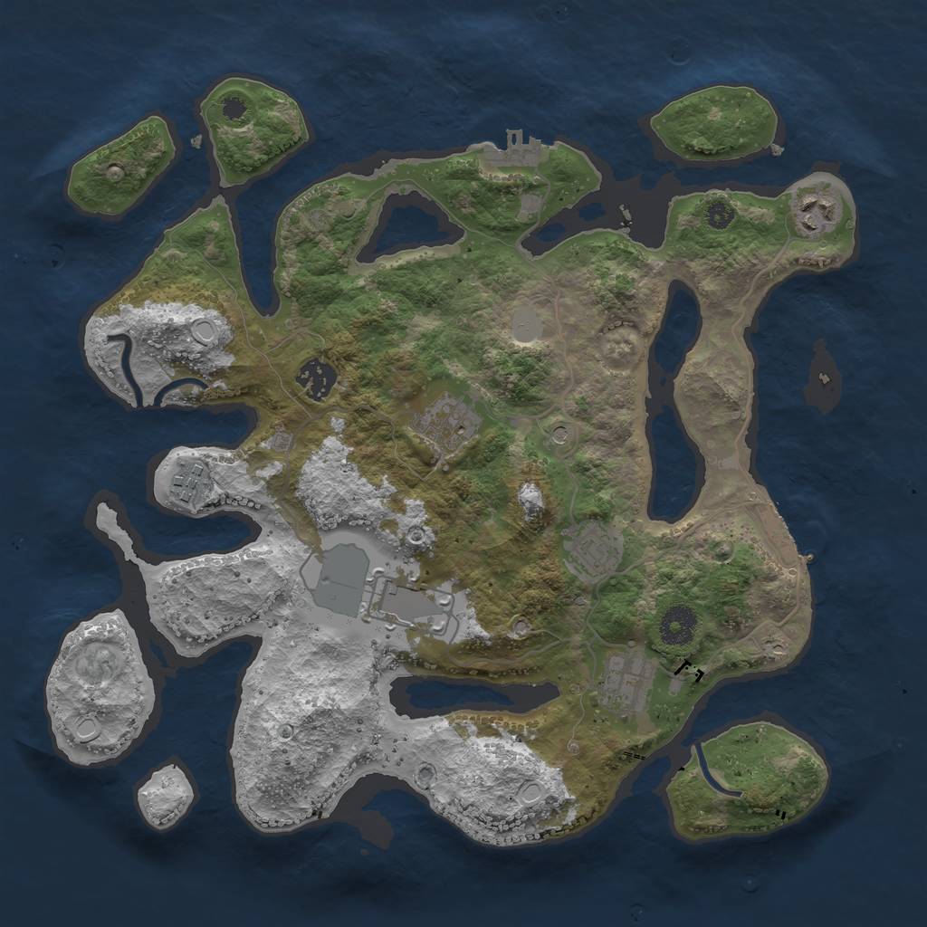 Rust Map: Procedural Map, Size: 3550, Seed: 80799, 15 Monuments