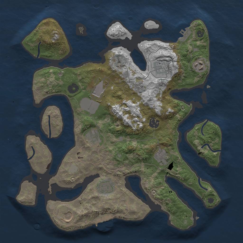 Rust Map: Procedural Map, Size: 3500, Seed: 1767524264, 16 Monuments