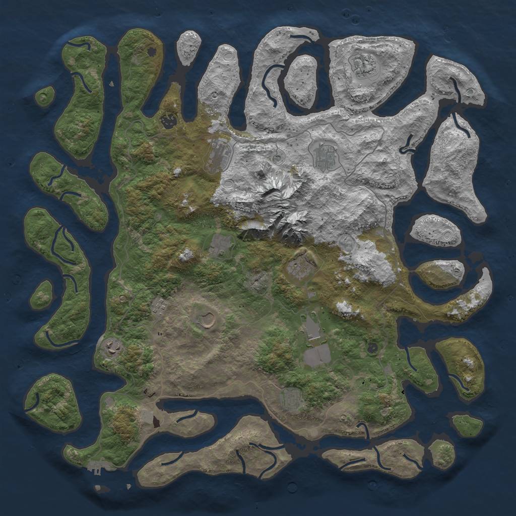 Rust Map: Procedural Map, Size: 5000, Seed: 92342322, 18 Monuments