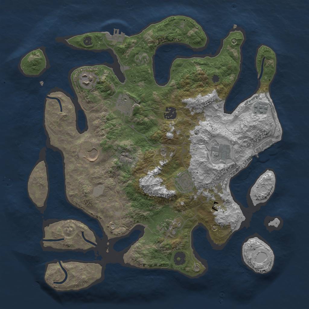 Rust Map: Procedural Map, Size: 3550, Seed: 512698, 16 Monuments