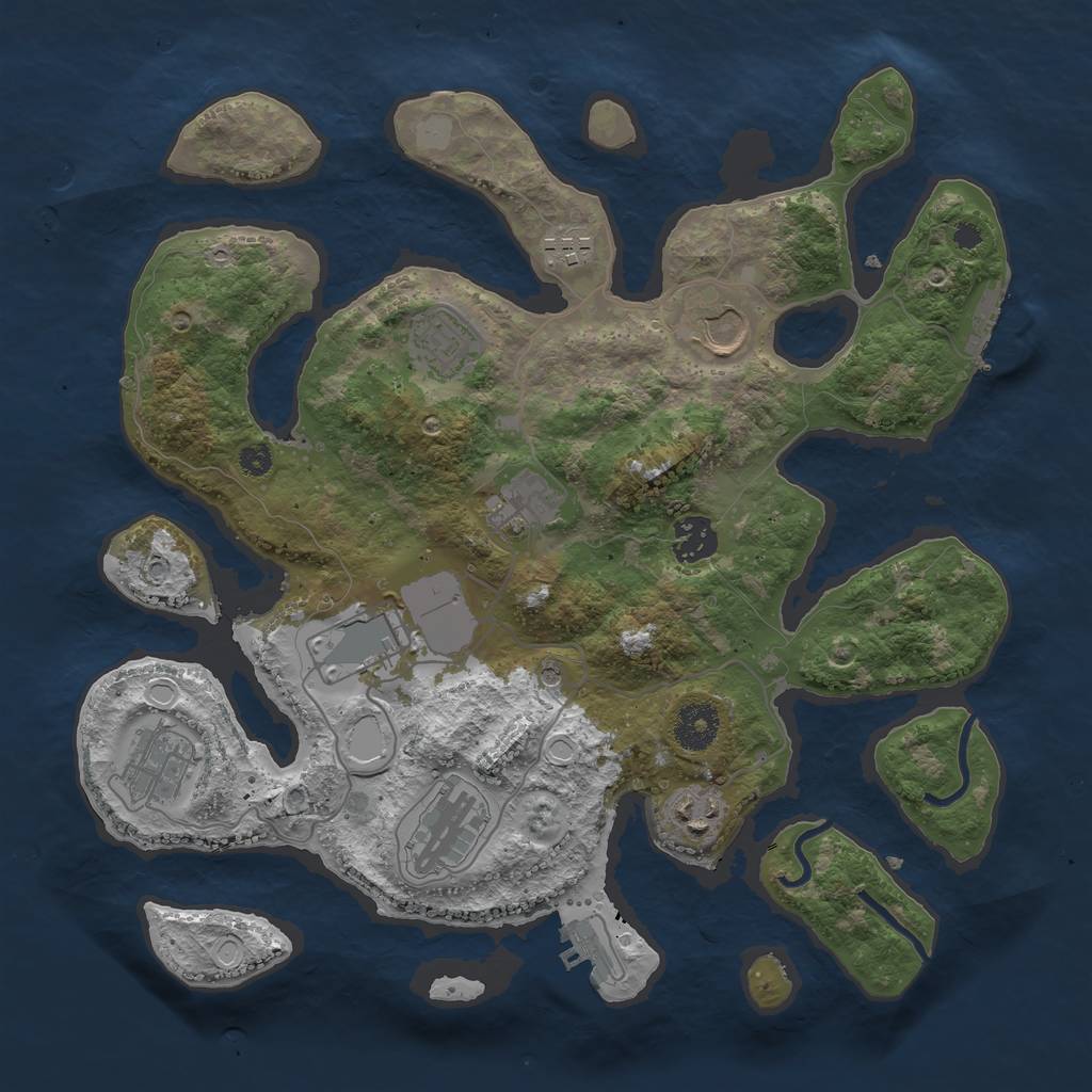 Rust Map: Procedural Map, Size: 3500, Seed: 151149736, 17 Monuments