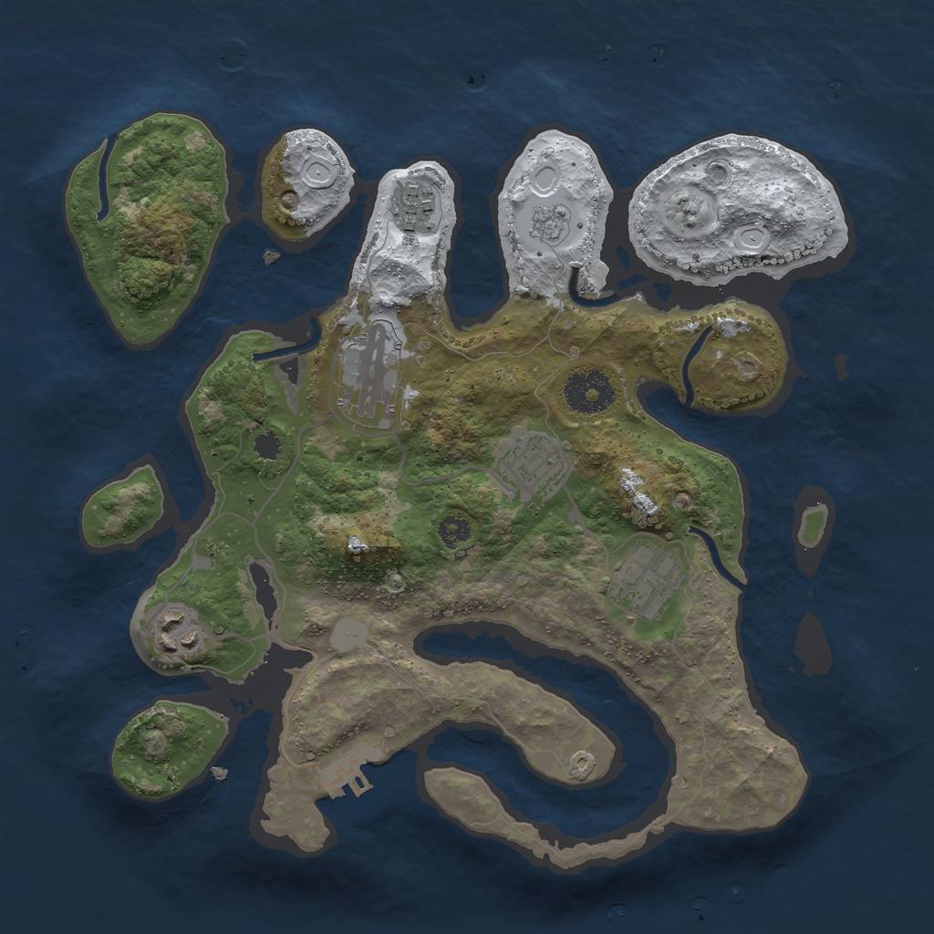 Rust Map: Procedural Map, Size: 3000, Seed: 693363963, 12 Monuments