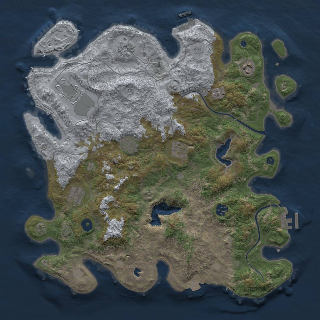 Rust Map: Procedural Map, Size: 4000, Seed: 52, 14 Monuments