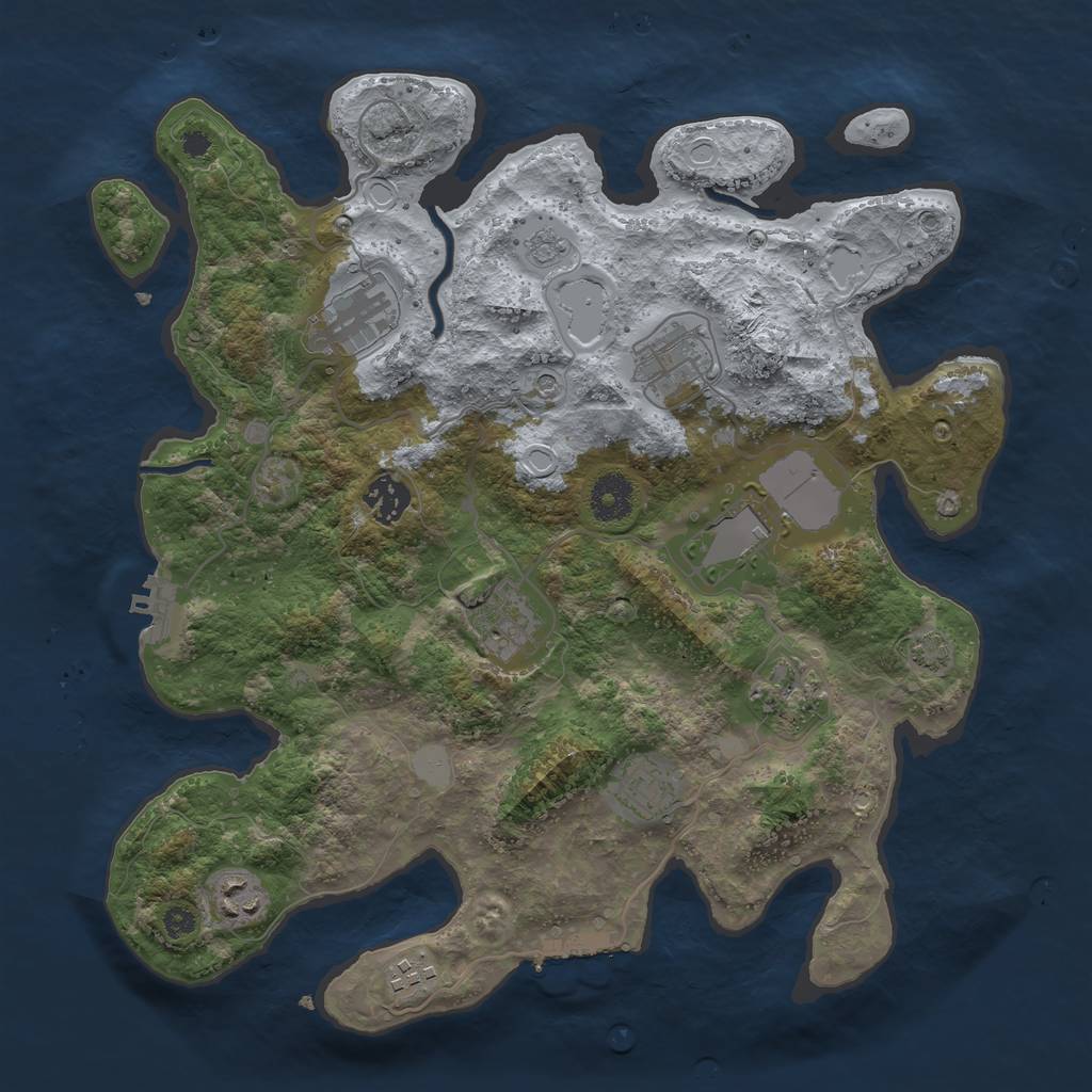 Rust Map: Procedural Map, Size: 3550, Seed: 484814, 17 Monuments