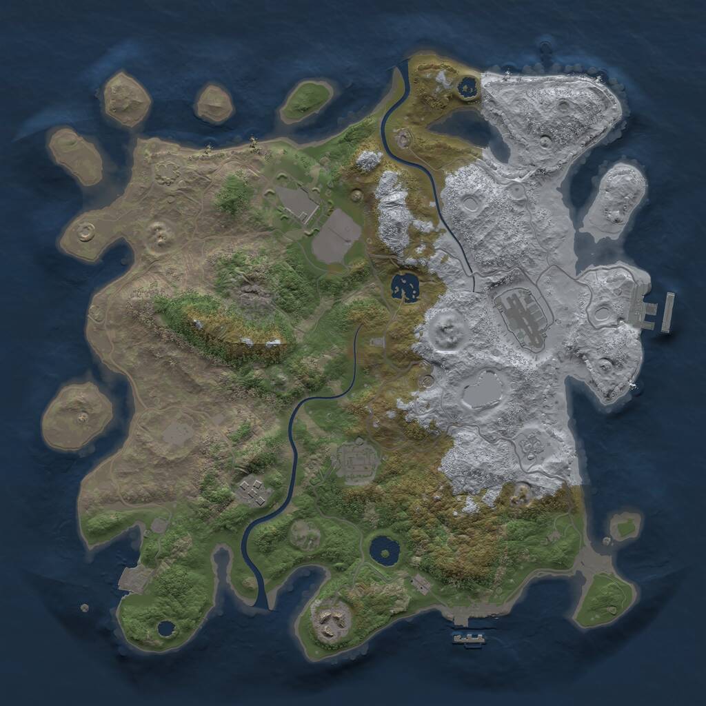 Rust Map: Procedural Map, Size: 3550, Seed: 601019, 12 Monuments