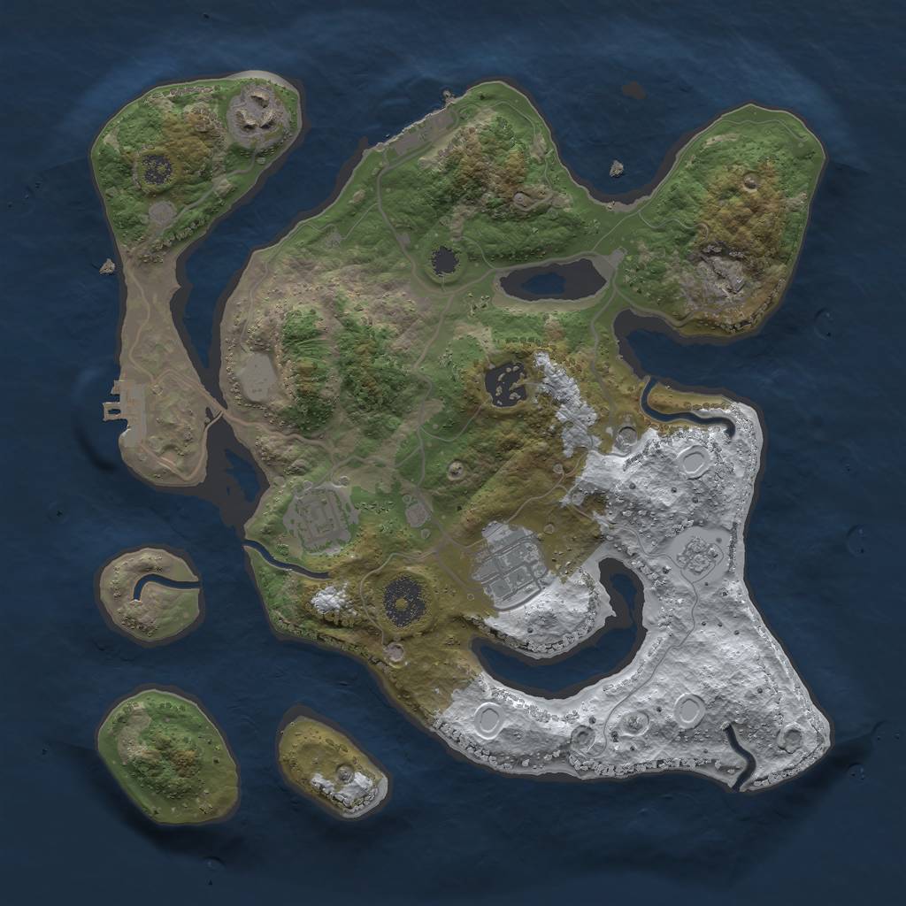 Rust Map: Procedural Map, Size: 3000, Seed: 591562, 13 Monuments