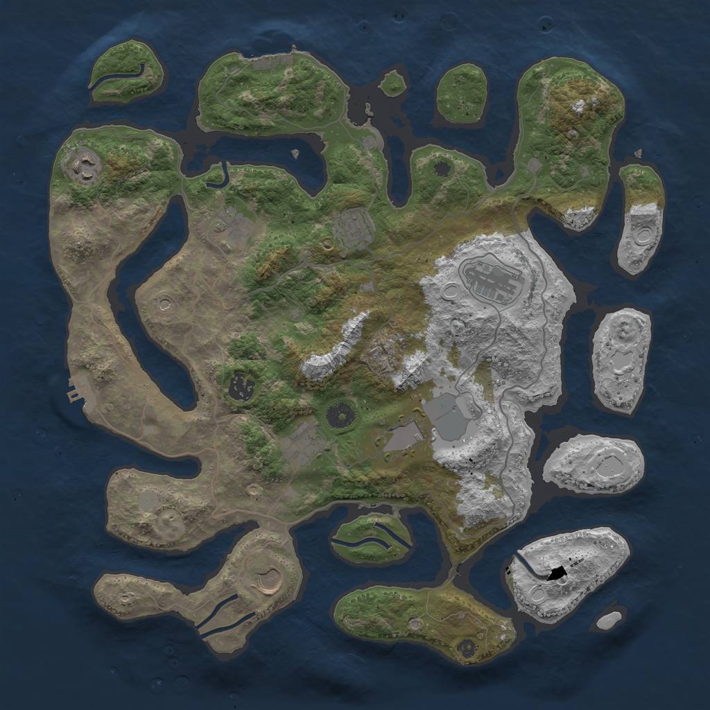 Rust Map: Procedural Map, Size: 4000, Seed: 391825, 16 Monuments