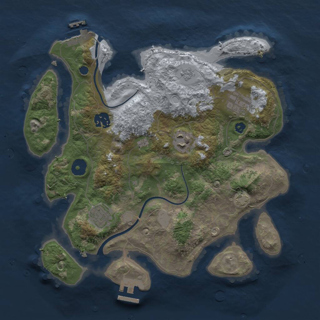 Rust Map: Procedural Map, Size: 3000, Seed: 908148933, 9 Monuments