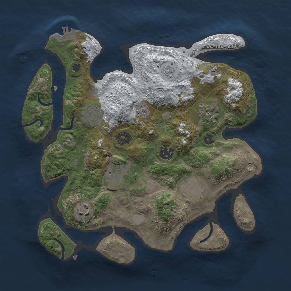 Rust Map: Procedural Map, Size: 3000, Seed: 908148933, 14 Monuments