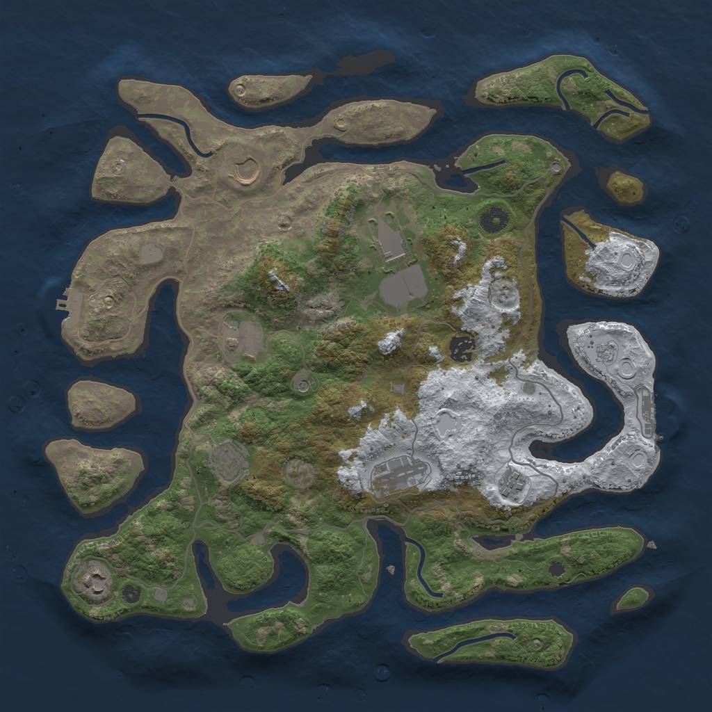 Rust Map: Procedural Map, Size: 4000, Seed: 319904, 17 Monuments