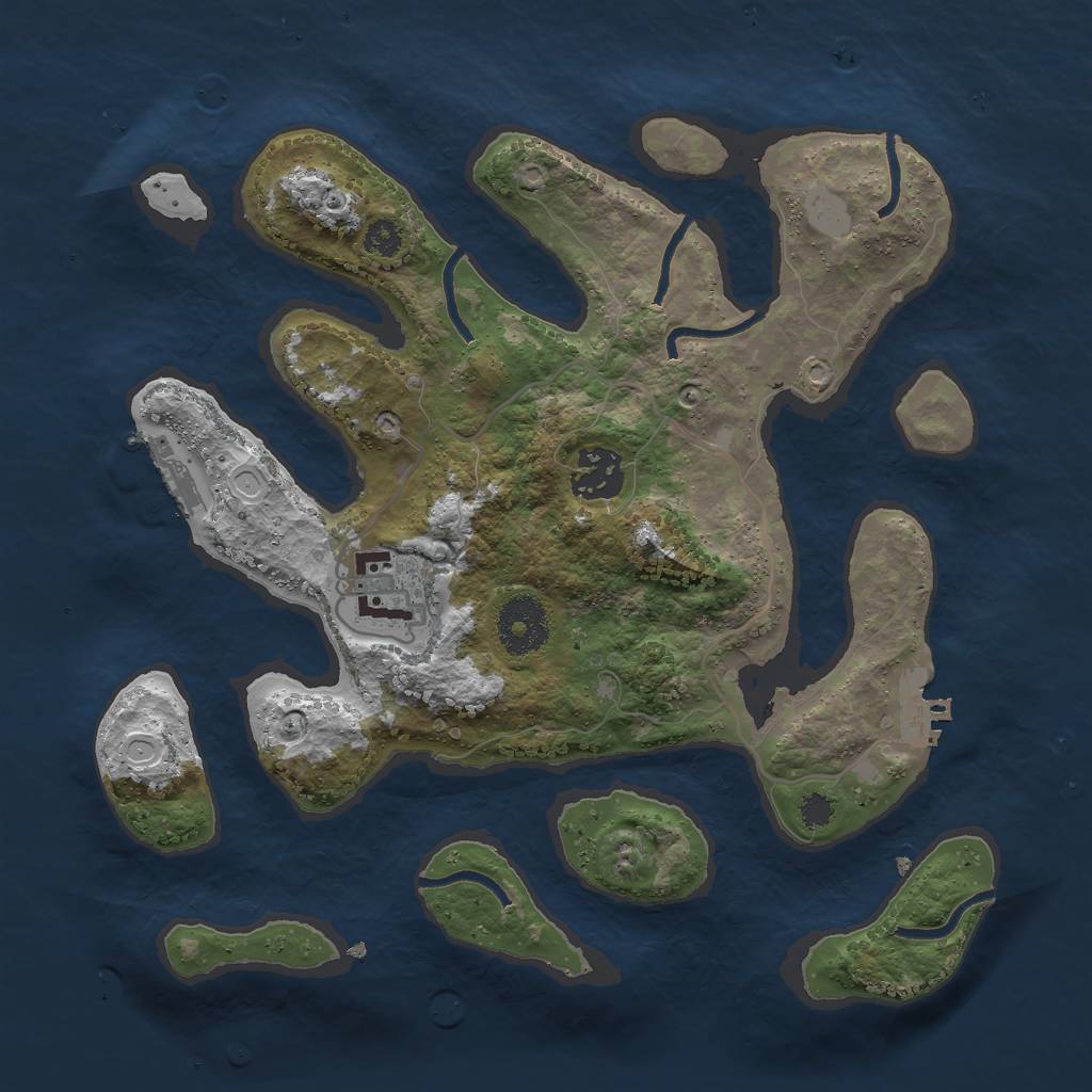 Rust Map: Procedural Map, Size: 3000, Seed: 1742821853, 9 Monuments