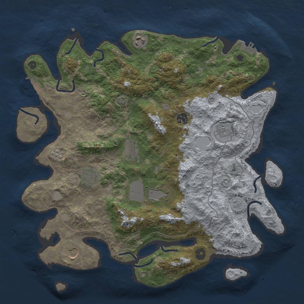 Rust Map: Procedural Map, Size: 4000, Seed: 541868, 16 Monuments