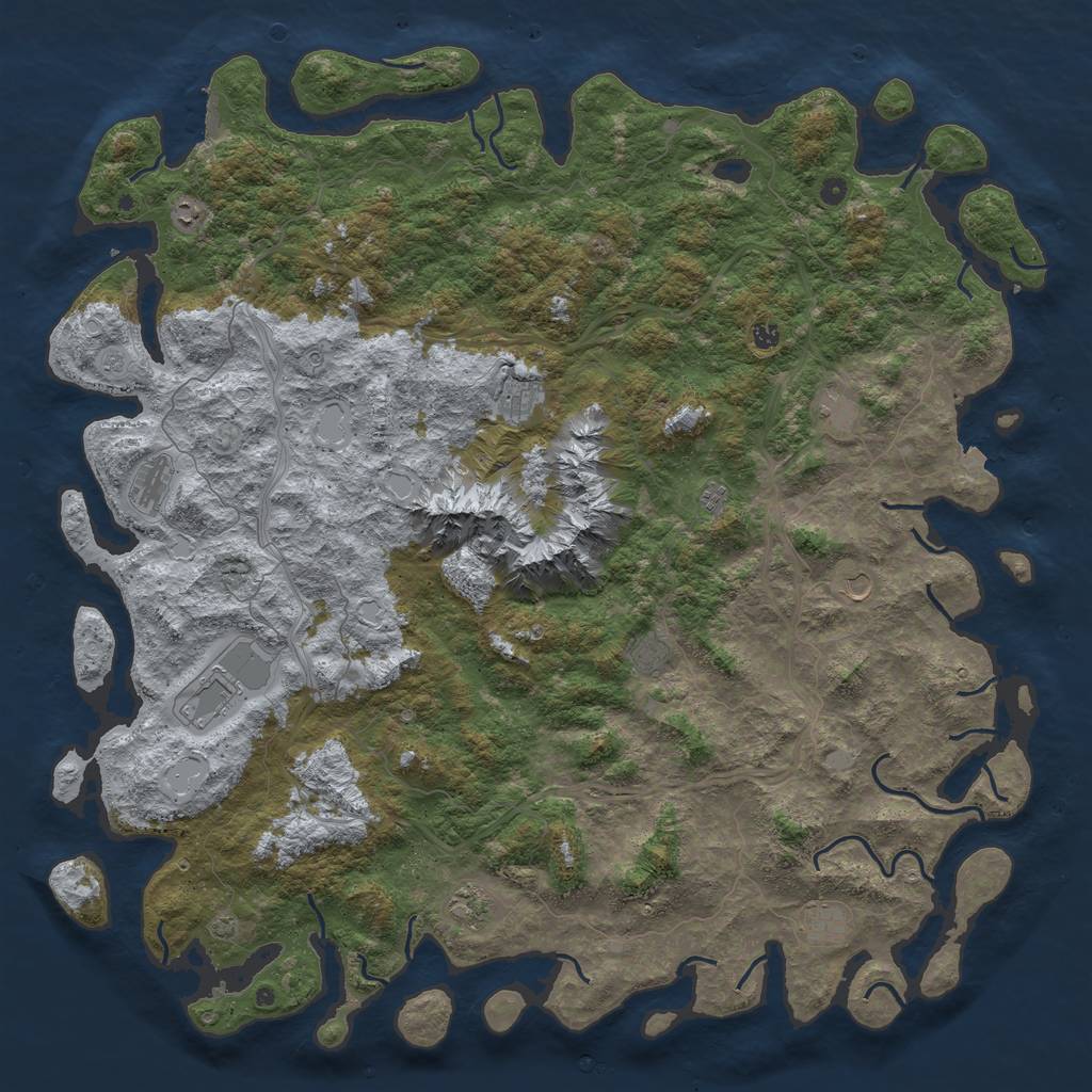 Rust Map: Procedural Map, Size: 6000, Seed: 58352553, 18 Monuments