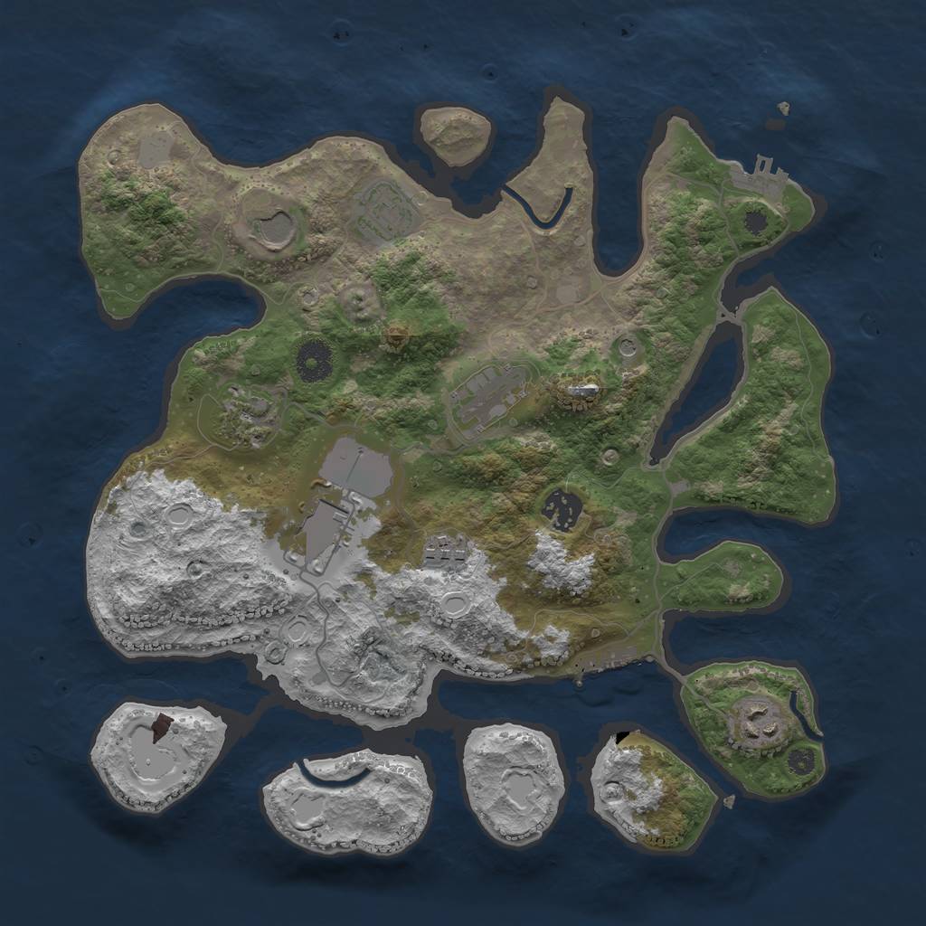 Rust Map: Procedural Map, Size: 3500, Seed: 5462, 16 Monuments