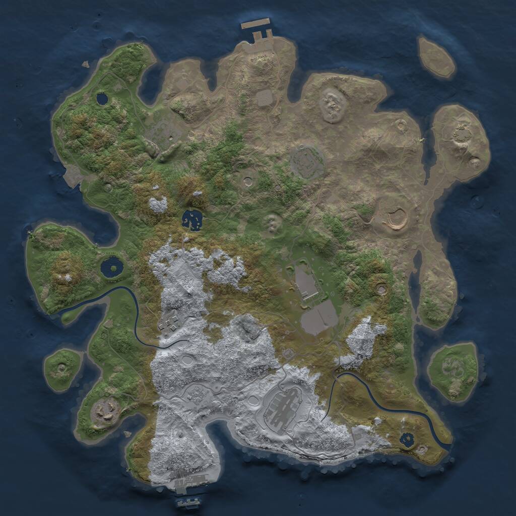 Rust Map: Procedural Map, Size: 3600, Seed: 3800, 14 Monuments