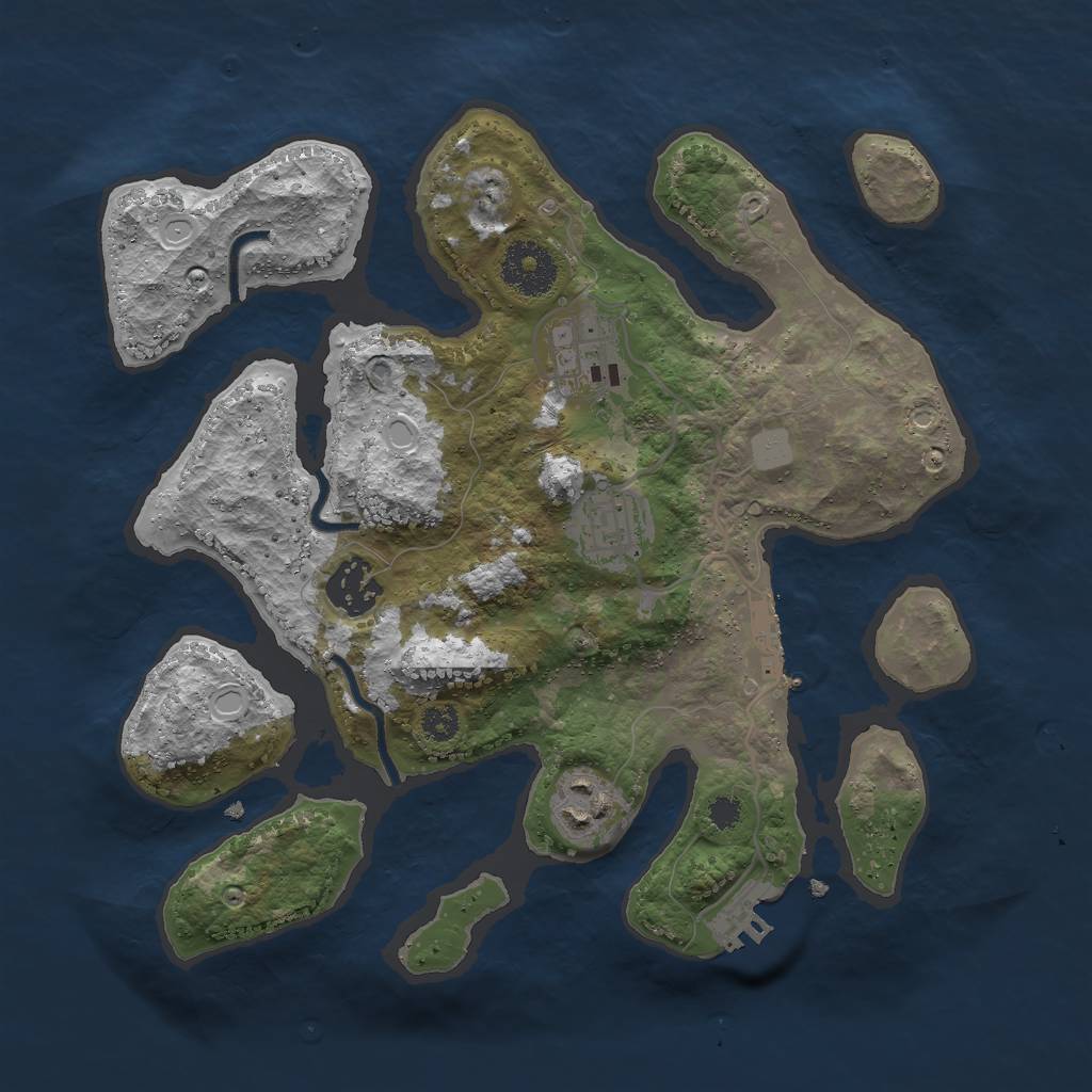 Rust Map: Procedural Map, Size: 3000, Seed: 1403648627, 11 Monuments