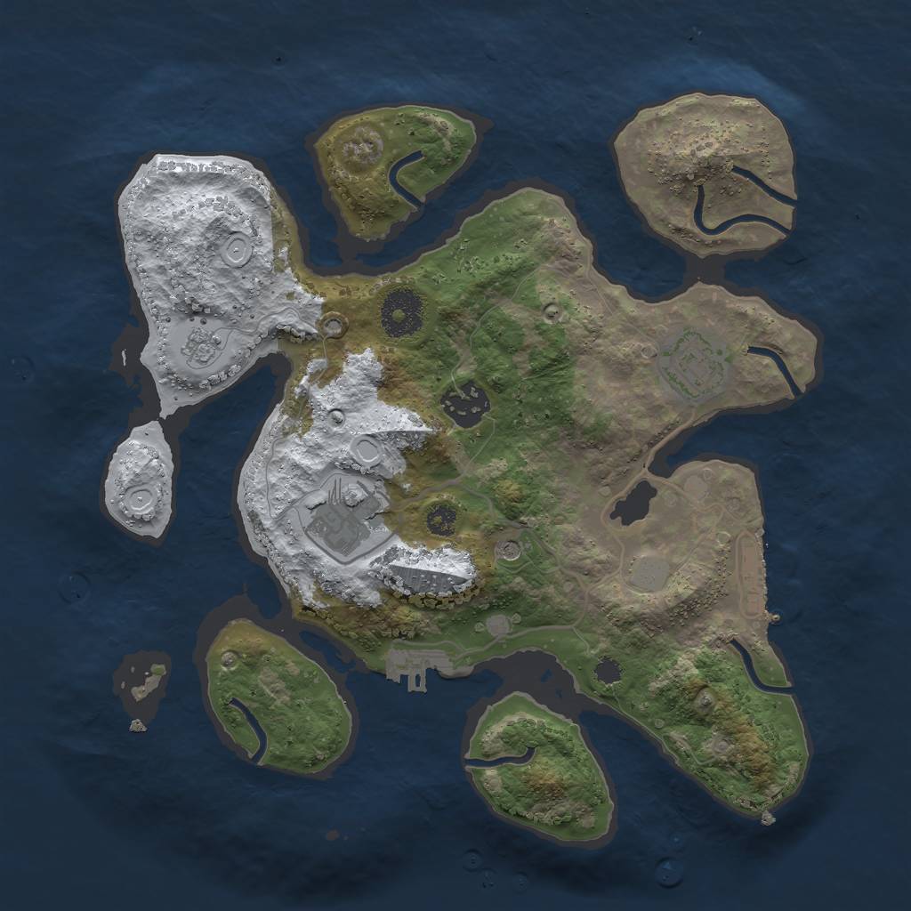 Rust Map: Procedural Map, Size: 3000, Seed: 74803, 12 Monuments