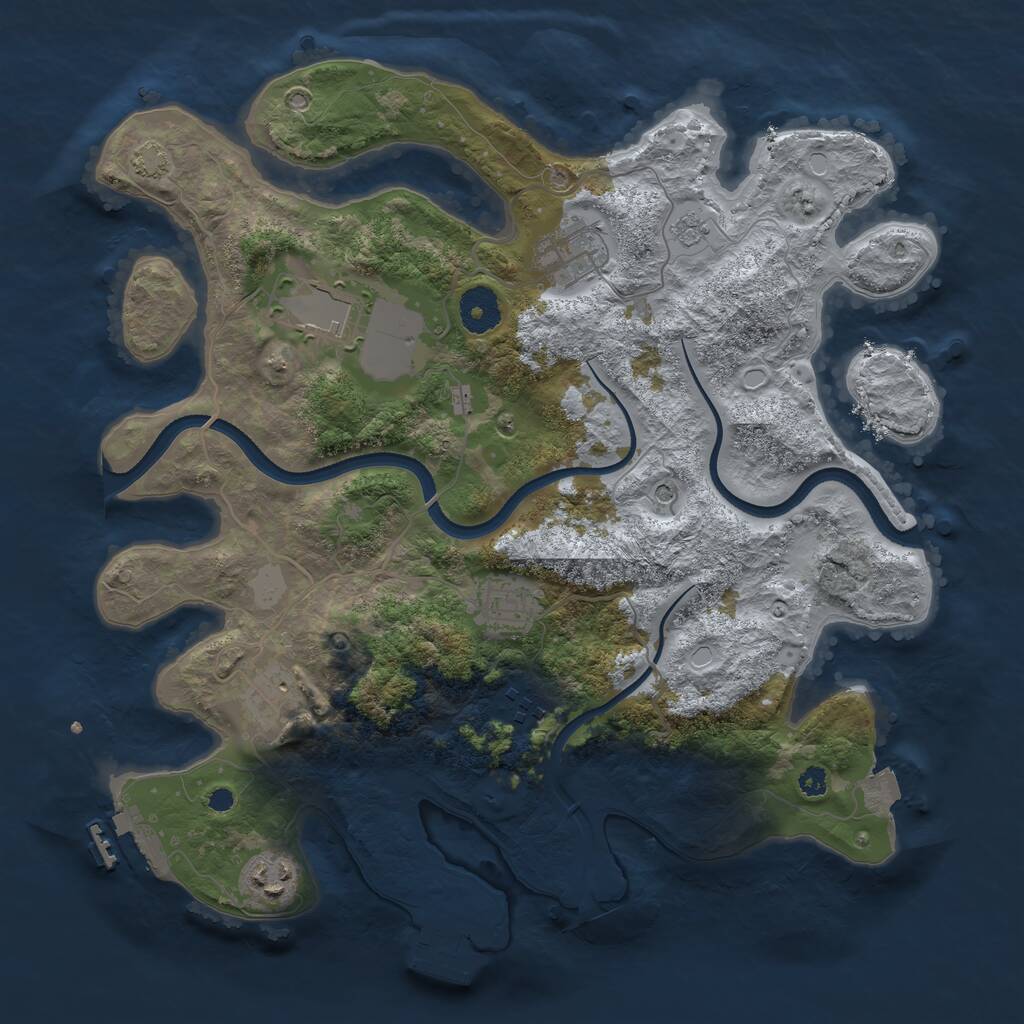 Rust Map: Procedural Map, Size: 3500, Seed: 9957255, 12 Monuments