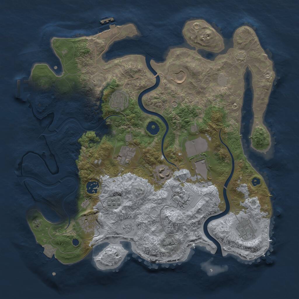 Rust Map: Procedural Map, Size: 3500, Seed: 299445784, 16 Monuments
